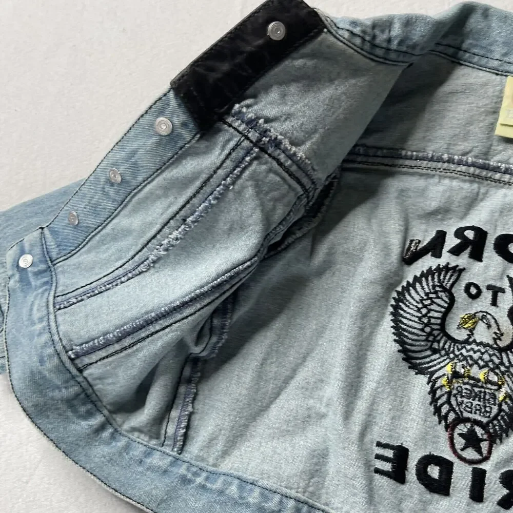 Born to Ride Denim toddler 3T jacket Biker blue jean jacket Go Baby Tag
